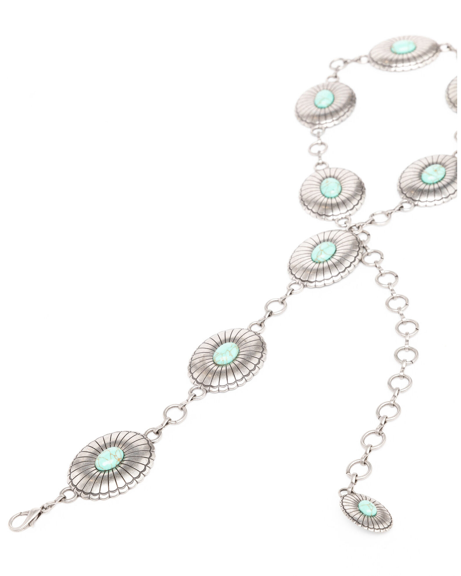 Image #2 - Shyanne Women's Turquoise Concho Link Belt, Silver, hi-res