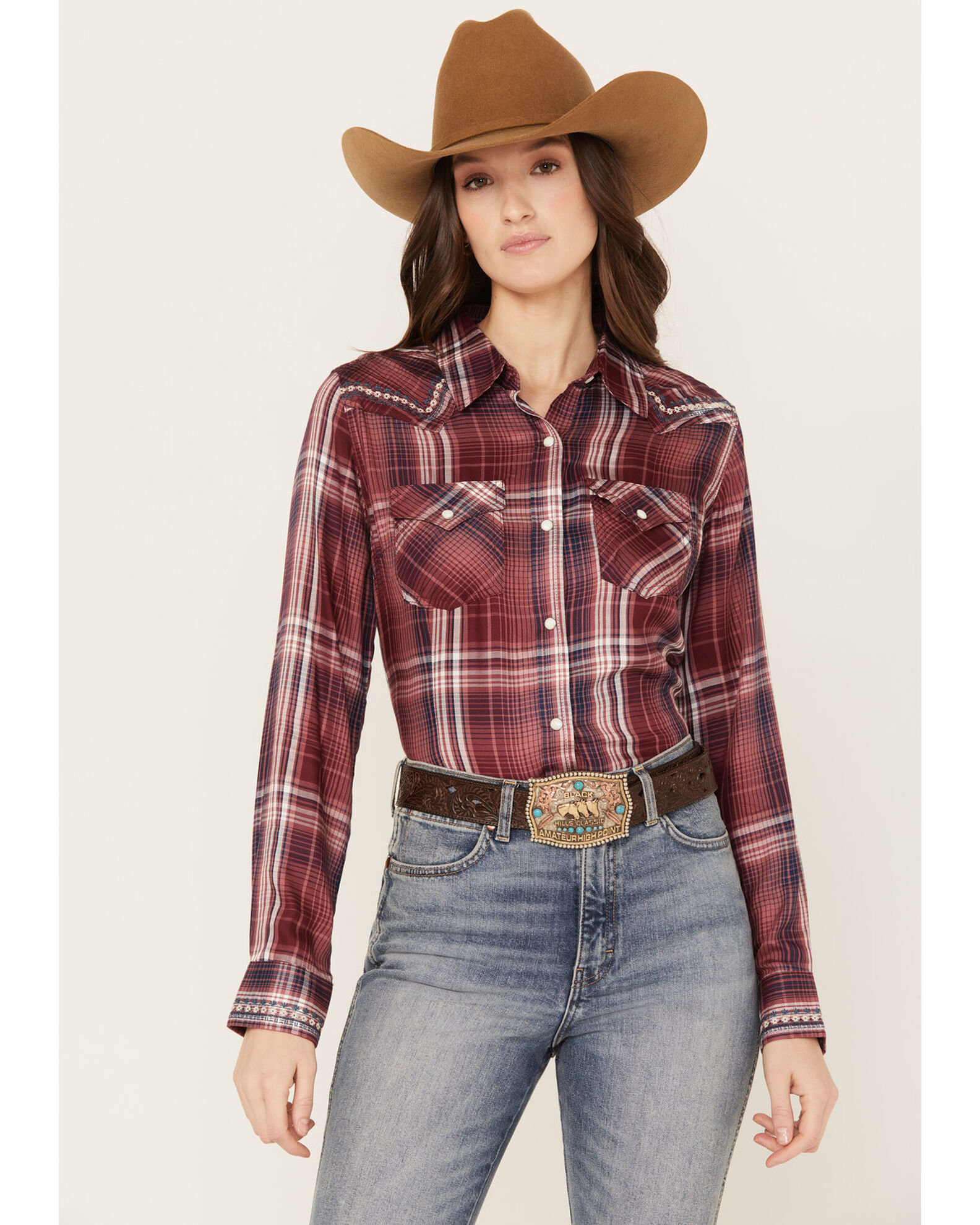 Wrangler Retro Women's Long Sleeve Embroidered Yoke Snap Western Shirt | Boot  Barn