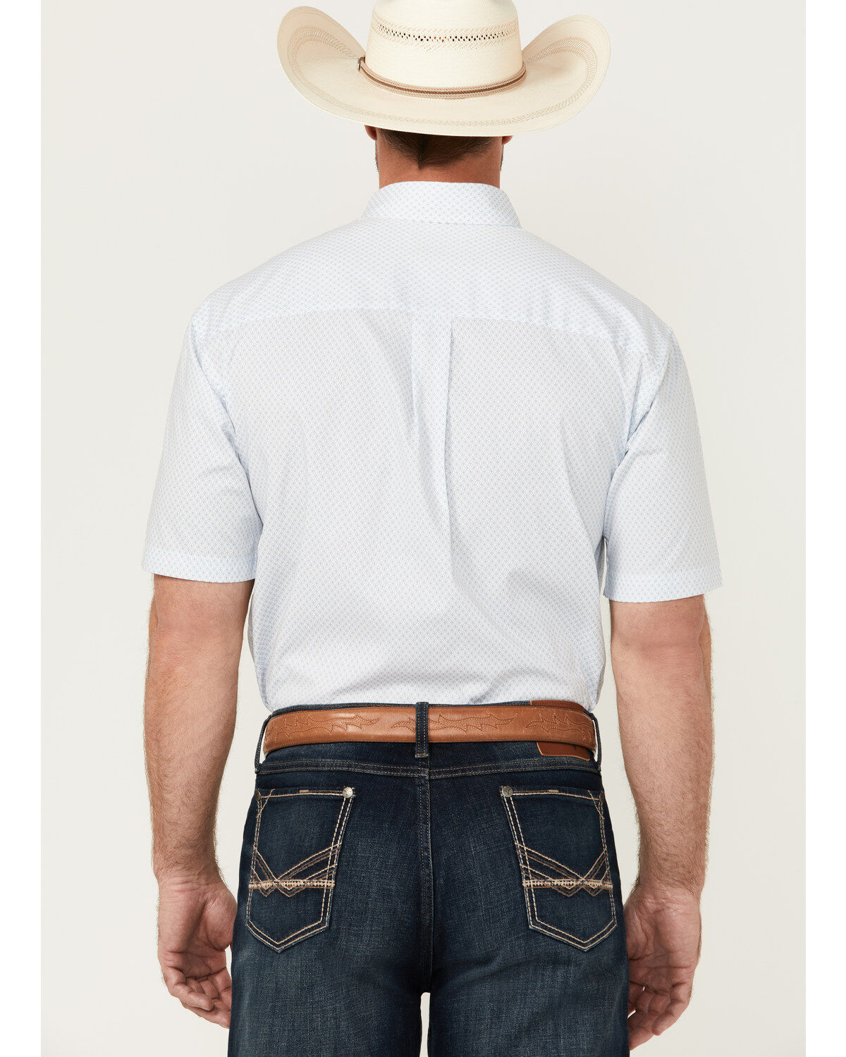 Image #4 - George Strait by Wrangler Men's Geo Print Short Sleeve Button-Down Stretch Western Shirt, White, hi-res