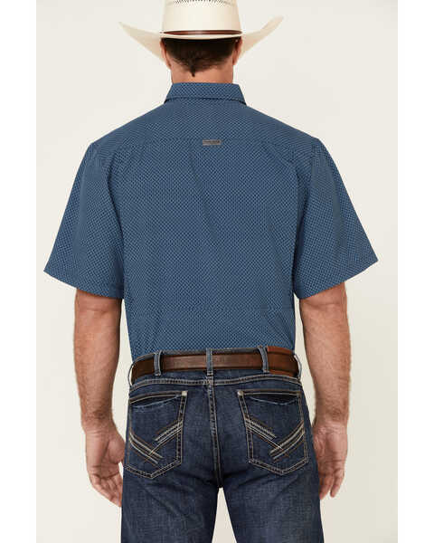 Image #4 - Panhandle Men's Geo Print Performance Short Sleeve Western Shirt , Blue, hi-res