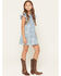 Image #1 - Wrangler Girls' Bandana Print Denim Dress, Blue, hi-res