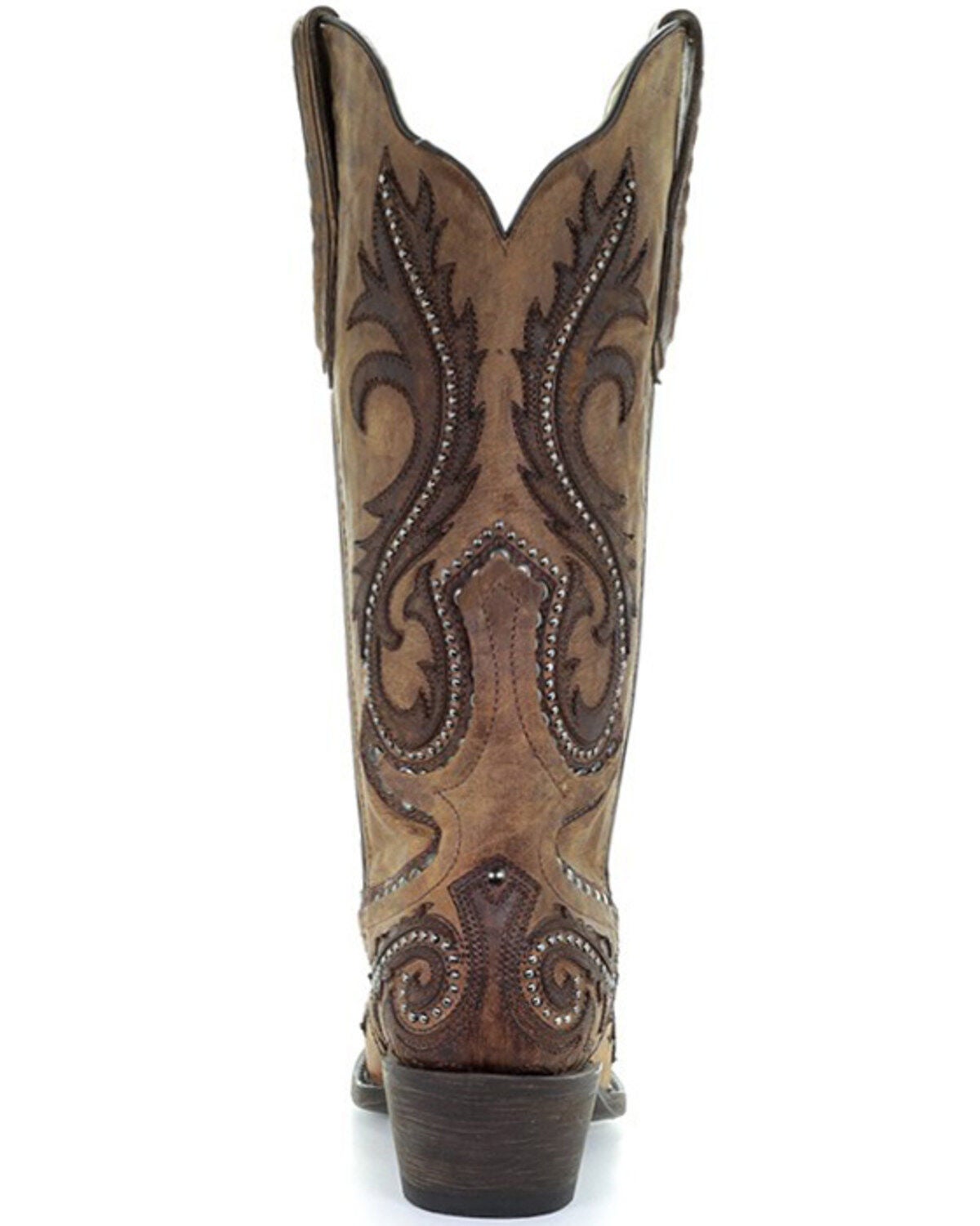 Image #3 - Corral Women's Brown Overlay and Studs Cowgirl Boots - Snip Toe, , hi-res