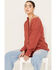 Image #1 - Wild Moss Women's Gauze Long Sleeve Button Down Shirt, Rust Copper, hi-res