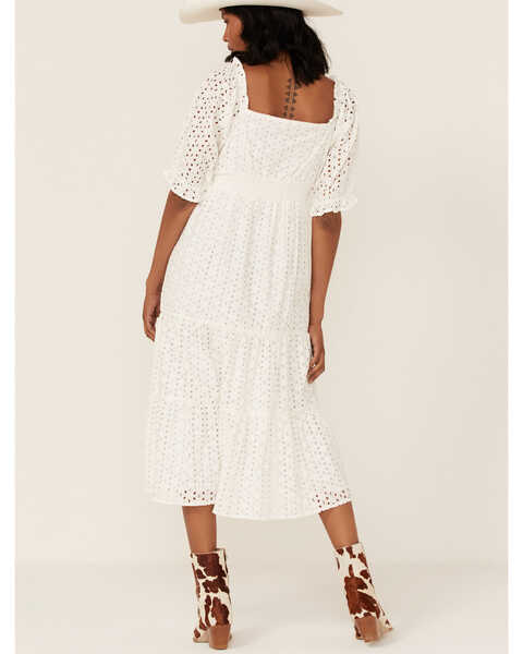 Image #5 - En Creme Women's Lace Tiered 3/4 Sleeve Midi Dress, Off White, hi-res