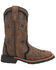 Dan Post Girls' Posey Floral Inlay Western Boots - Broad Square Toe, Honey, hi-res