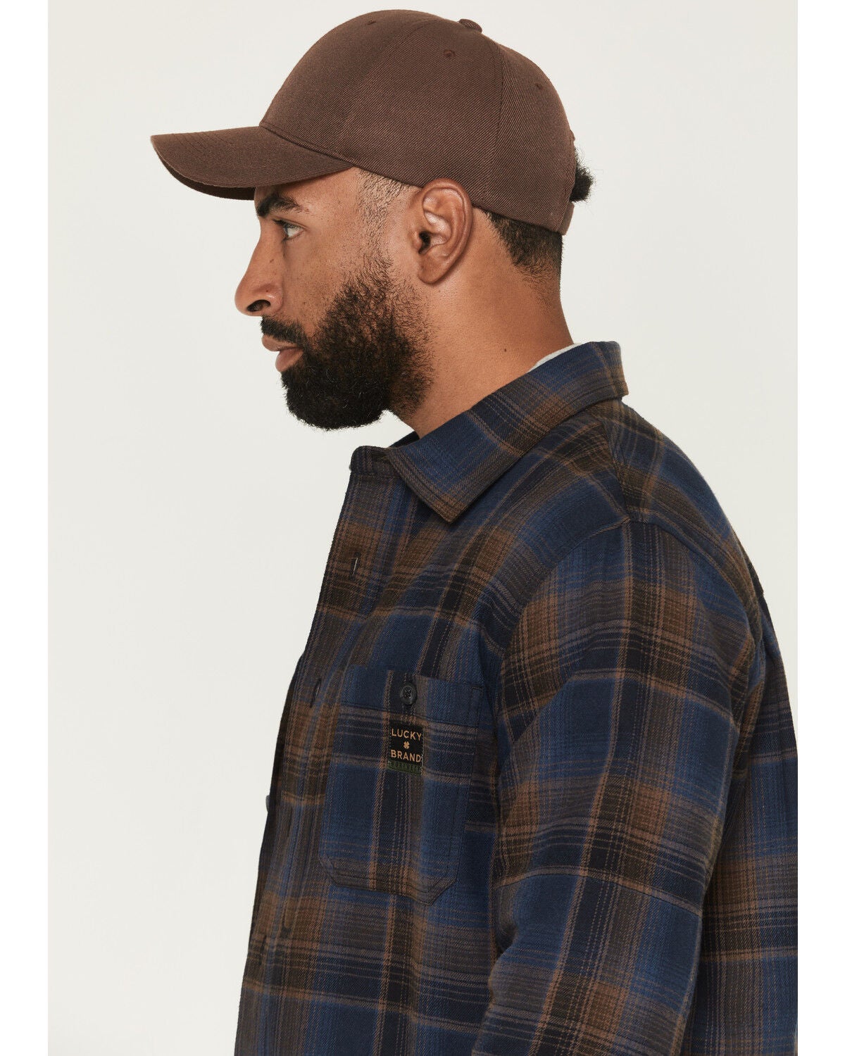Image #2 - Lucky Brand Workwear Men's Rainer Plaid Print Long Sleeve Button-Down Flannel Shirt, Navy, hi-res