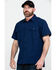 Image #1 - Hawx Men's Navy Solid Yarn Dye Two Pocket Short Sleeve Work Shirt - Tall , Navy, hi-res