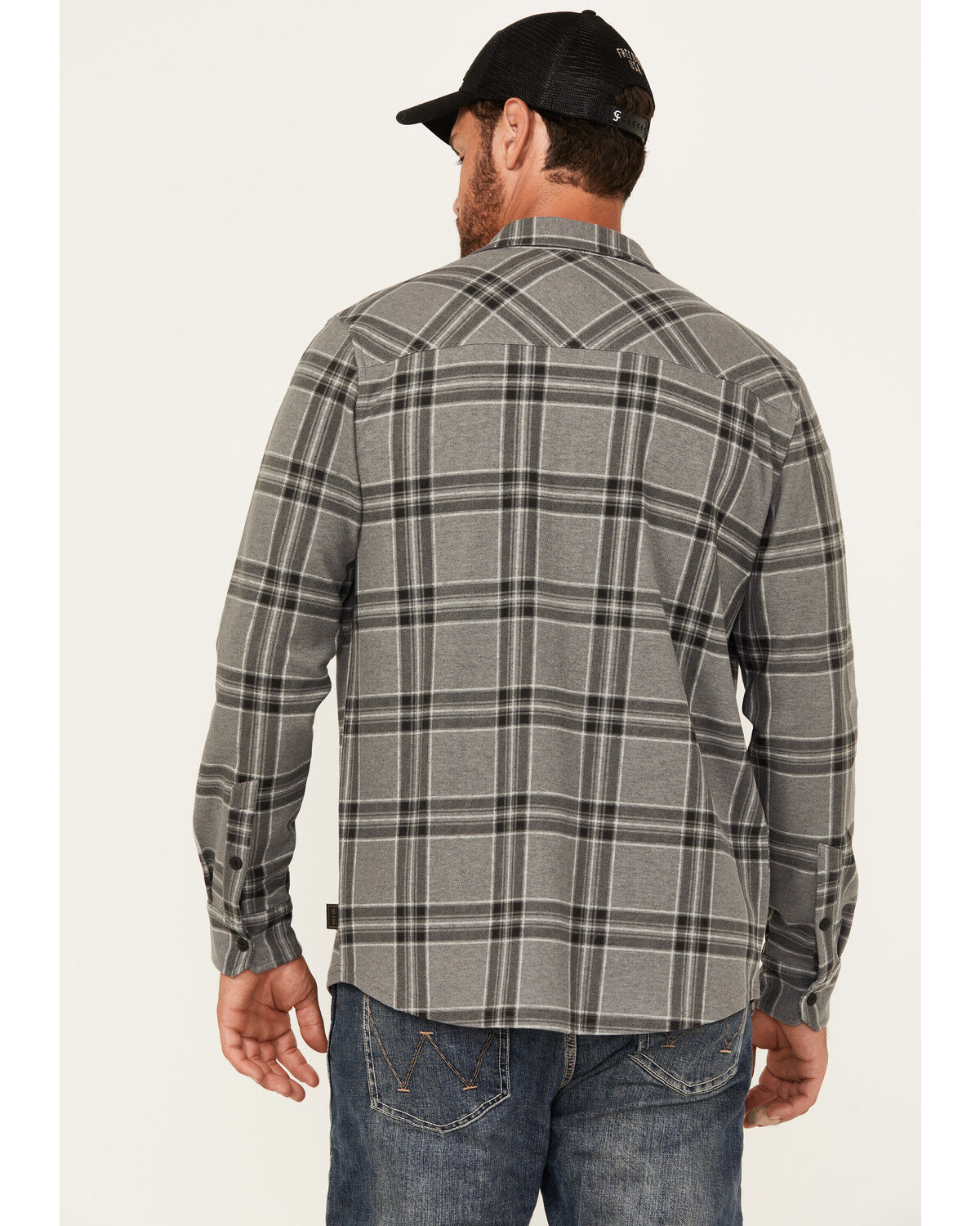 Image #4 - Brothers and Sons Men's Locket Plaid Print Long Sleeve Button-Down Stretch Western Shirt, Charcoal, hi-res