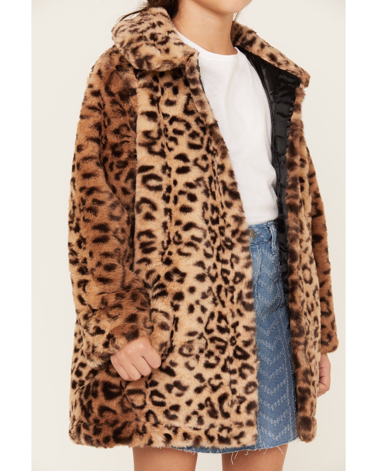 Image #3 - Urban Republic Girls' Cheetah Faux Fur Long Coat, , hi-res