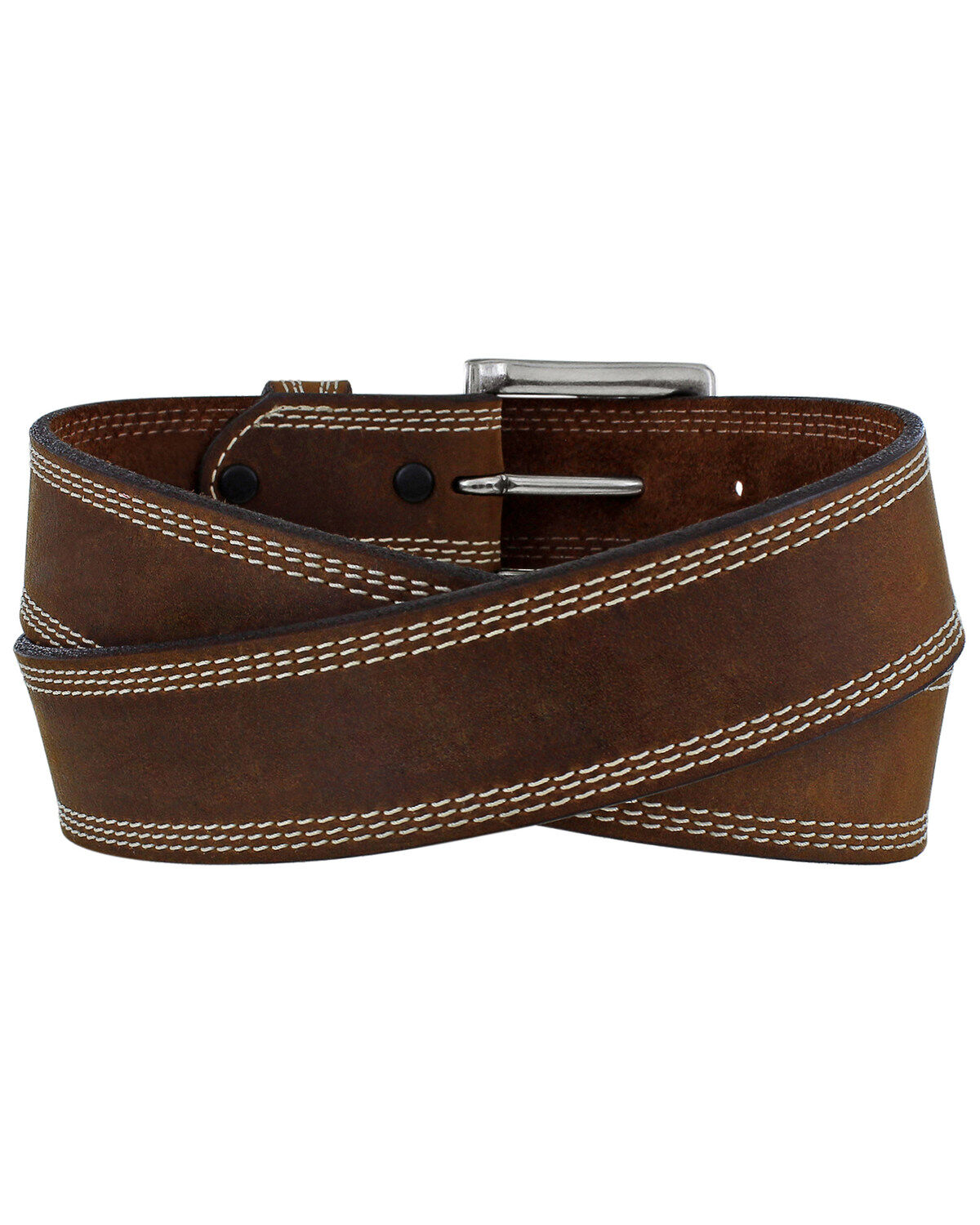 Image #2 - Justin Men's Triple Stitch Border Classic Belt, , hi-res