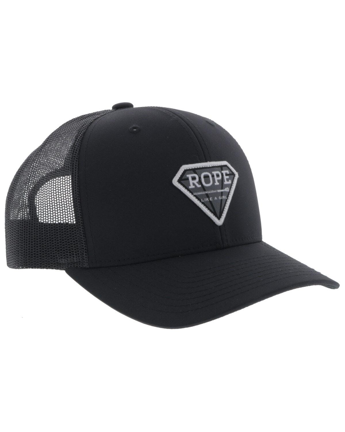 Image #6 - Hooey Women's Rope Like A Girl Diamond Patch Trucker Cap, Black, hi-res