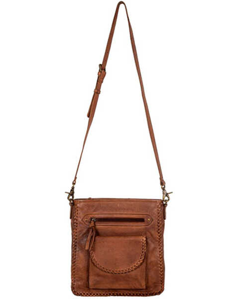 Image #4 - Myra Bag Women's Santa Clara Canyon Stitched Hairon Leather Crossbody Bag , Brown, hi-res