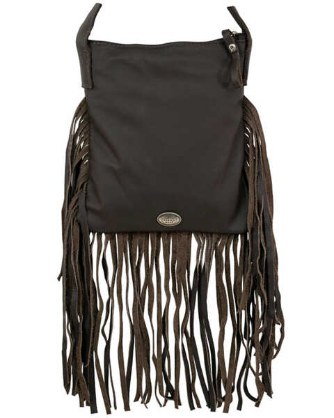 American West Women's Brindle-Hair On Fringe Handbag, Chocolate, hi-res