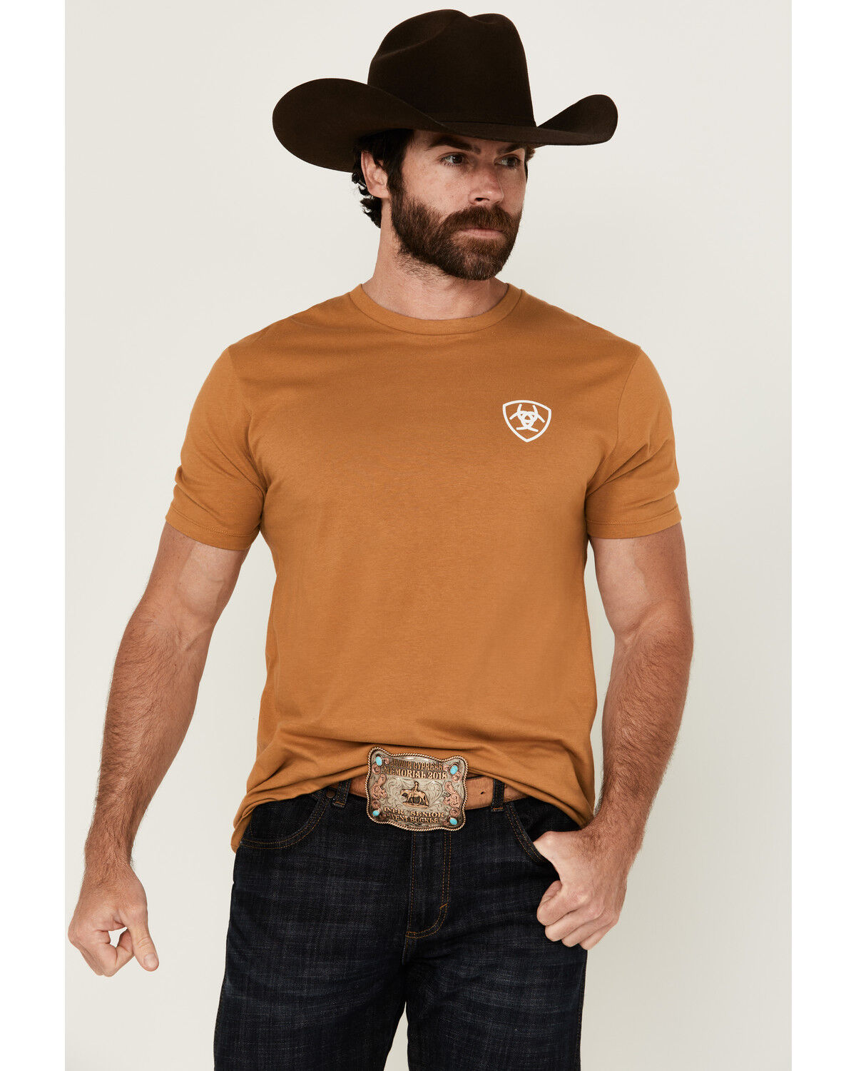 Image #2 - Ariat Men's Modern Mesa Short Sleeve Graphic T-Shirt, Gold, hi-res