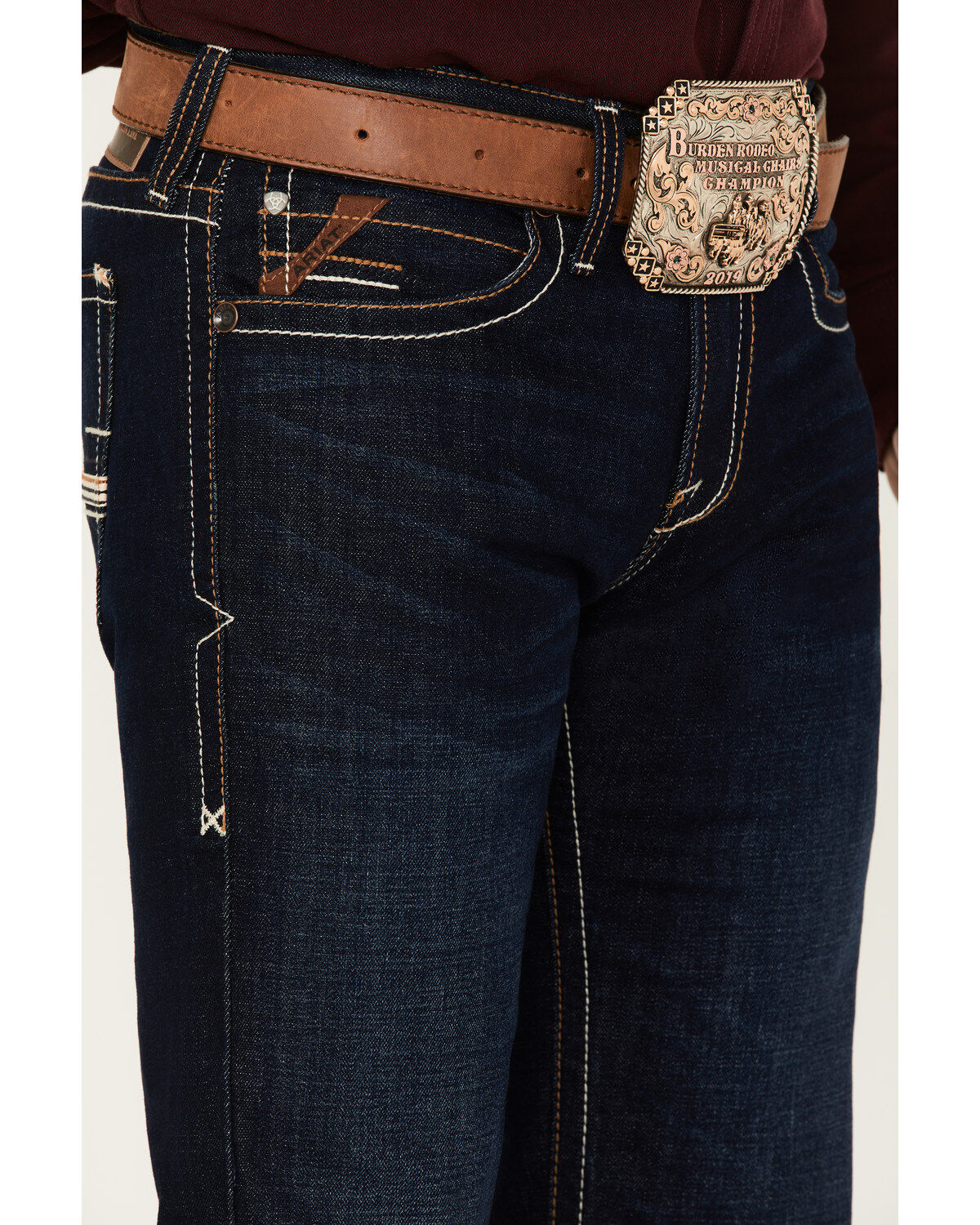 Image #2 - Ariat Men's M7 Rockport Ranger Dark Wash Slim Straight Jeans, Blue, hi-res