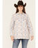 Image #1 - Ely Walker Women's Southwestern Print Sherpa Lined Flannel, Grey, hi-res