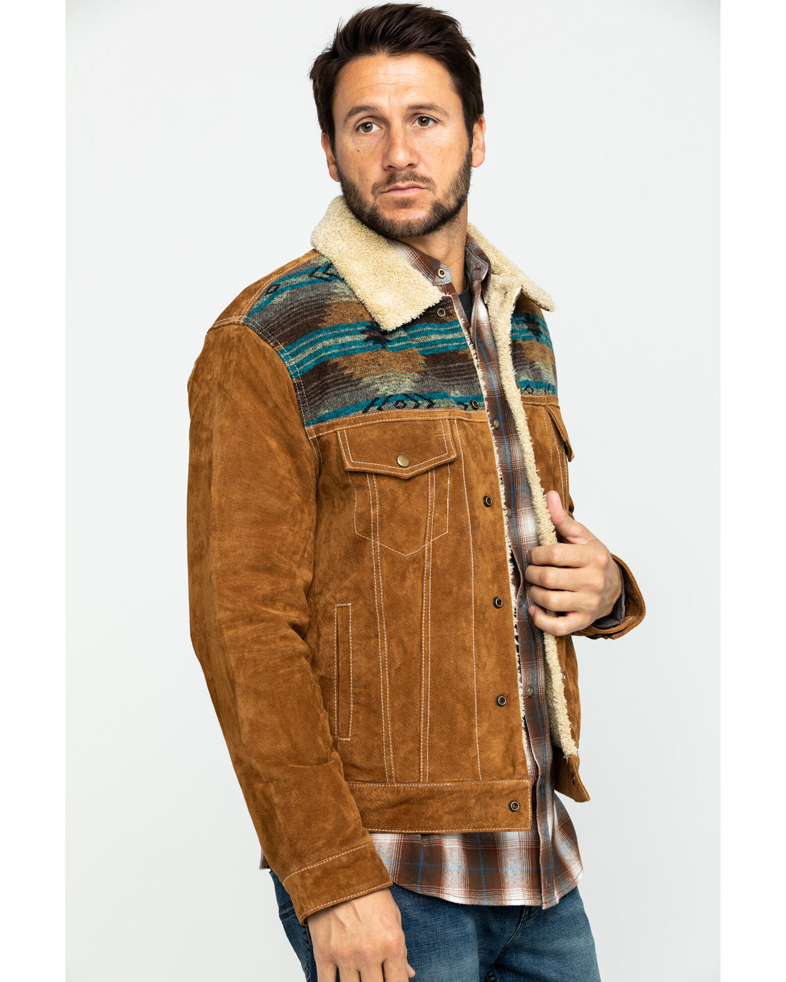 Image #3 - Scully Men's Boar Suede Jean Jacket, Brown, hi-res