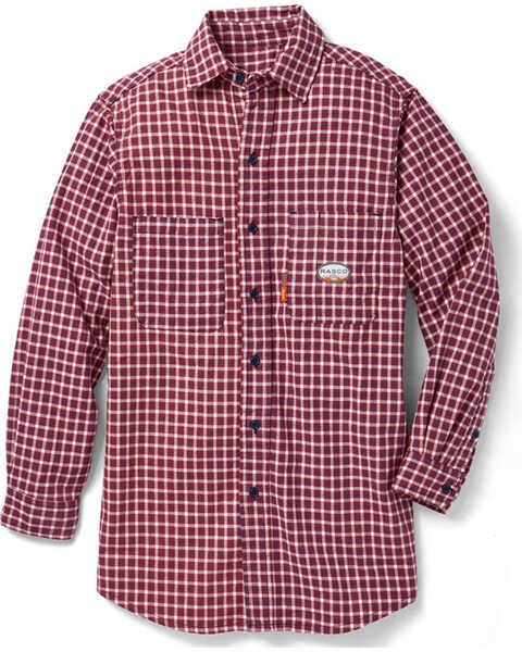 Image #1 - Rasco Men's FR Plaid Print Long Sleeve Button Down Work Shirt, , hi-res