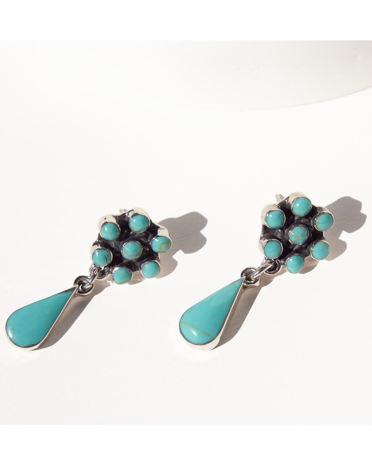 Image #3 - Paige Wallace Women's Turquoise Cluster Post Dangle Earrings, Silver, hi-res