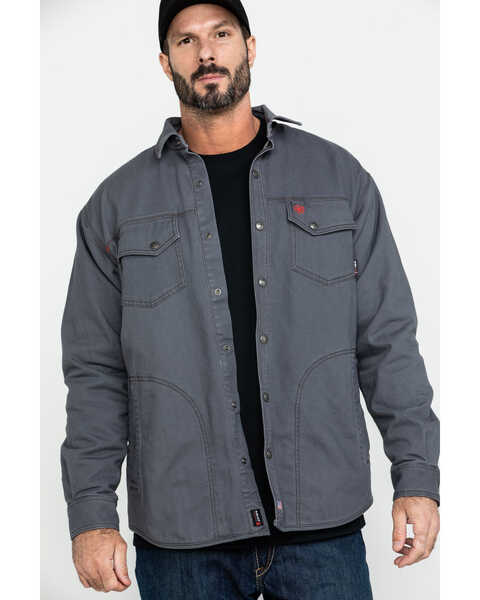 Ariat Men's Grey FR Rig Shirt Work Jacket , Grey, hi-res
