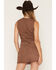 Image #4 - Ashley Women's Lace-Up Washed Denim Vest, Lt Brown, hi-res