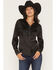 Image #1 - Shyanne Women's Roberta Long Sleeve Fringe Satin Button-Down Western Shirt, Black, hi-res