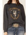 Paramount Network's Yellowstone Women's Charcoal Mineral Wash Steerhead Graphic Raglan Sweatshirt, Charcoal, hi-res