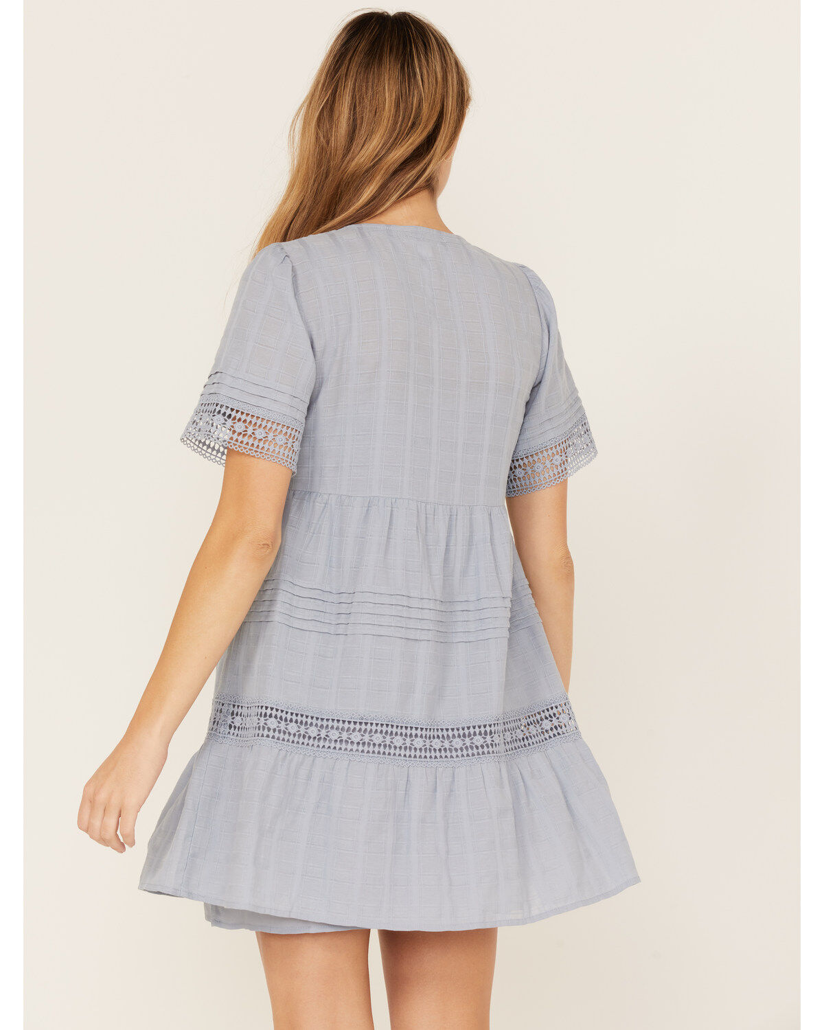 Image #4 - Jolt Women's Crochet Trim Tassel Short Sleeve Mini Dress, , hi-res