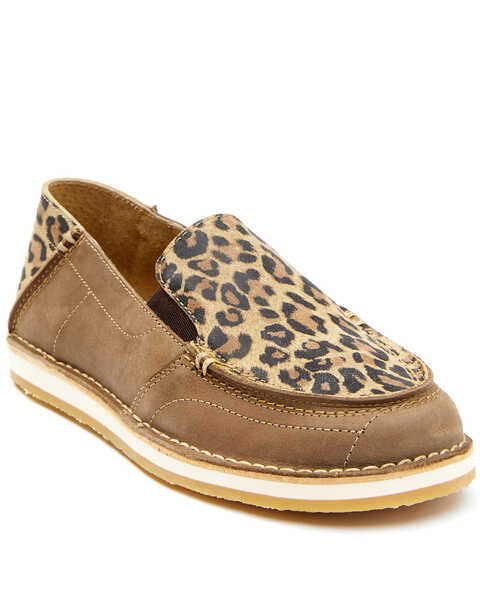 RANK 45 Women's Leopard Print Casual Shoes - Moc Toe, Tan, hi-res