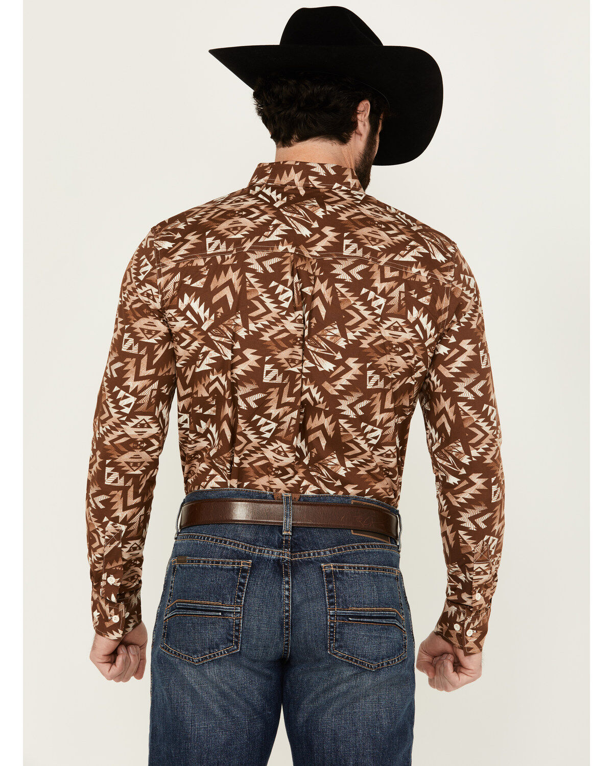 Image #4 - RANK 45® Men's Hopewood Abstract Southwestern Print Long Sleeve Button-Down Stretch Western Shirt, Rust Copper, hi-res