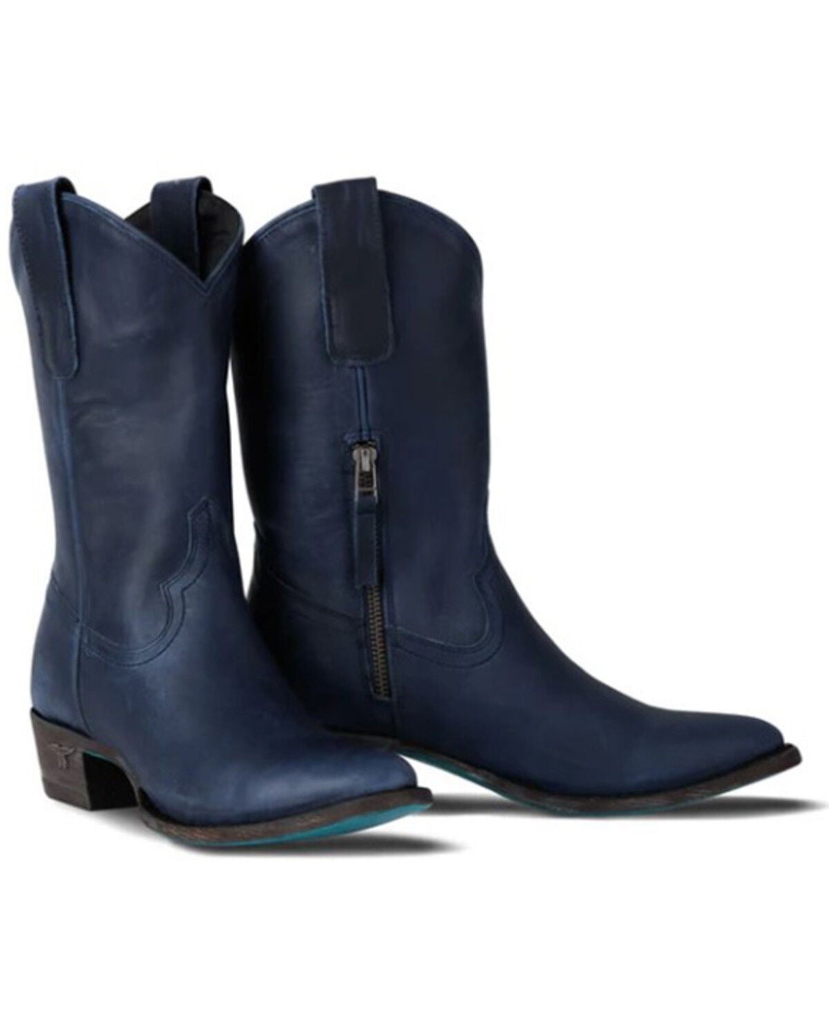 Lane Women's Plain Jane Midi Western Boots - Round Toe, Navy, hi-res