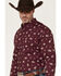 Image #2 - Ariat Men's Canaan Cowboy Print Long Sleeve Button-Down Western Shirt, Burgundy, hi-res