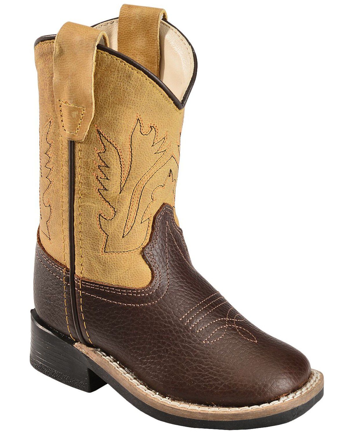 Image #1 - Old West Toddler Boys' Yellow Western Boots - Square Toe, , hi-res