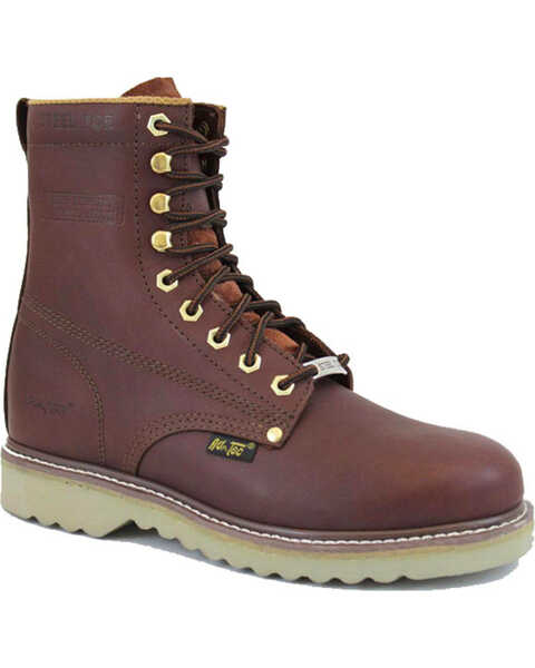 Ad Tec Men's Full Grain 8" Steel Toe Work Boots, Mahogany, hi-res