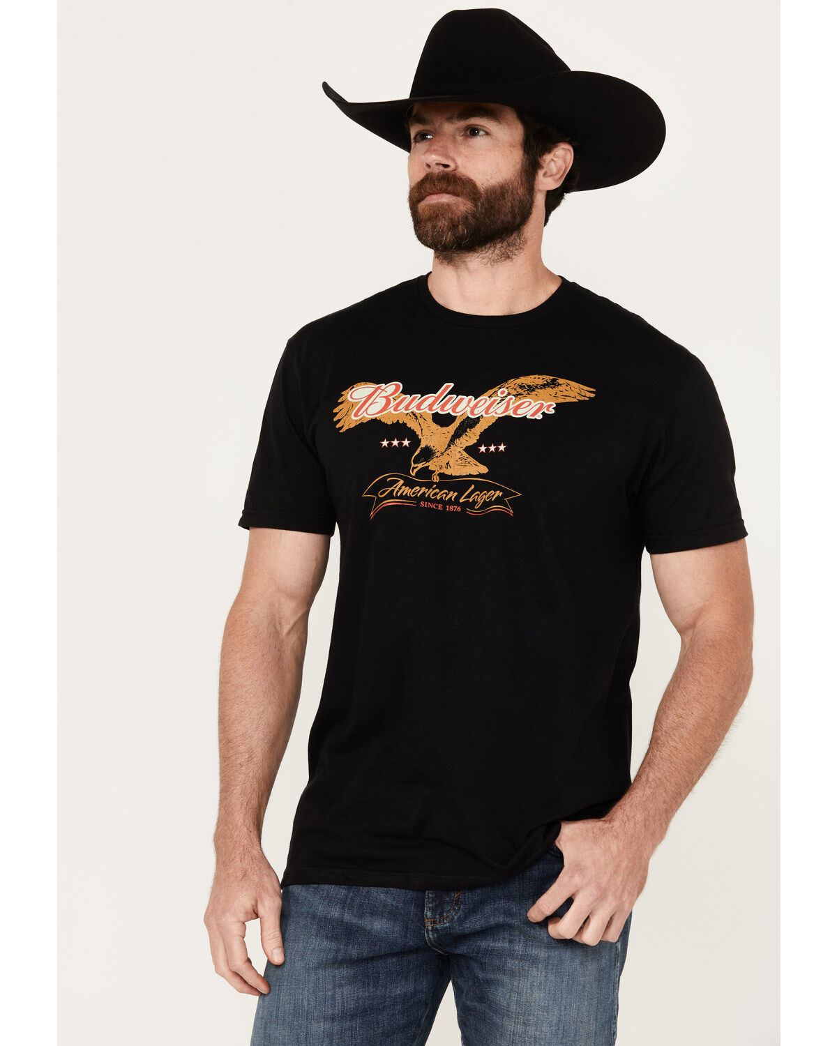 Image #1 - Brew City Beer Gear Men's Budweiser Logo Short Sleeve Graphic T-Shirt, Black, hi-res
