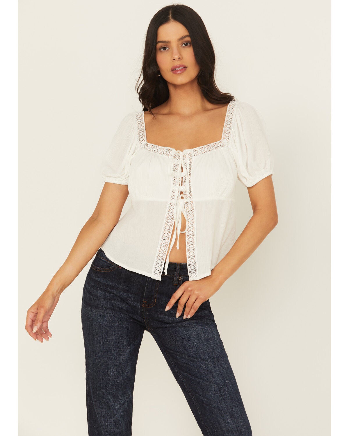 A.T.A.P Women's Tie Front Shirt, White, hi-res