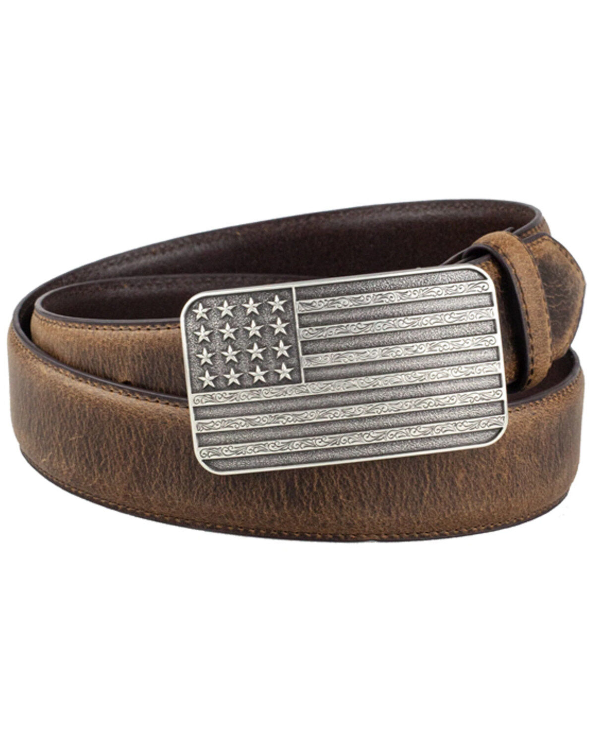 Image #1 - Cody James Men's American Flag Buckle Belt, Brown, hi-res