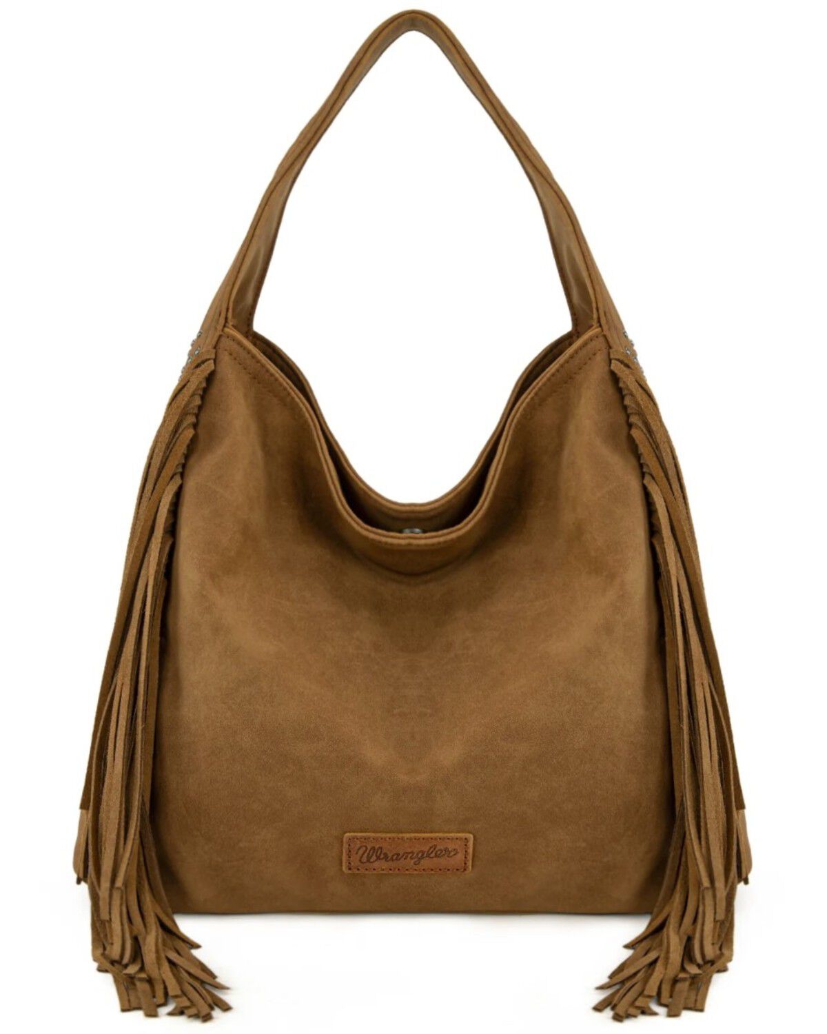 Image #1 - Wrangler Women's Shiloh Fringe Studded Hobo Bag, Brown, hi-res