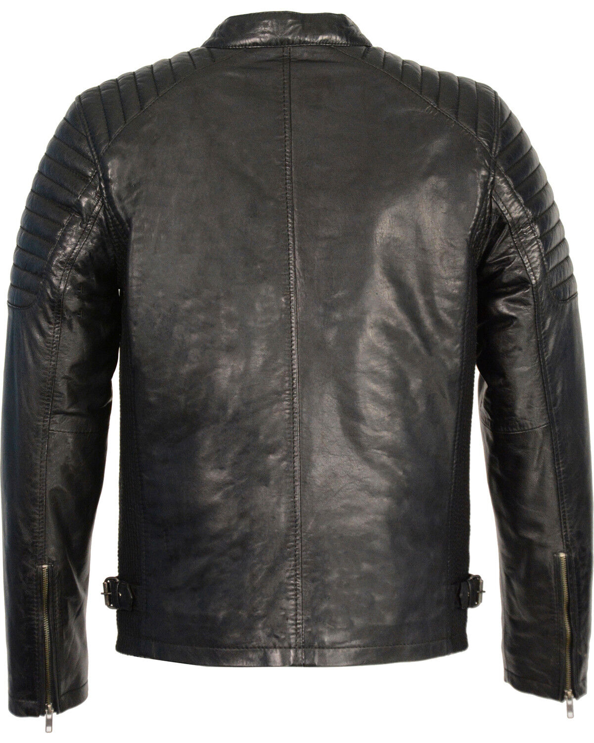 Image #2 - Milwaukee Leather Men's Quilted Shoulders Snap Collar Leather Jacket, Black, hi-res
