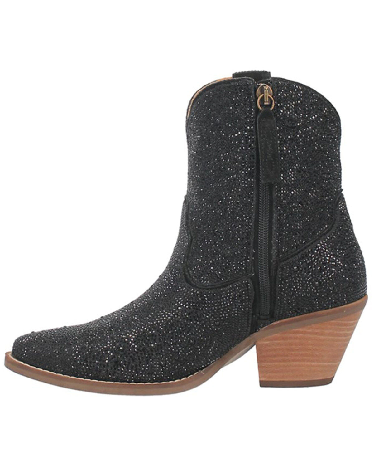 Image #3 - Dingo Women's Rhinestone Western Fashion Booties - Round Toe, Black, hi-res
