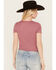 Image #4 - Moa Moa Women's Ribbed Corset Style Short Sleeve Top, Mauve, hi-res