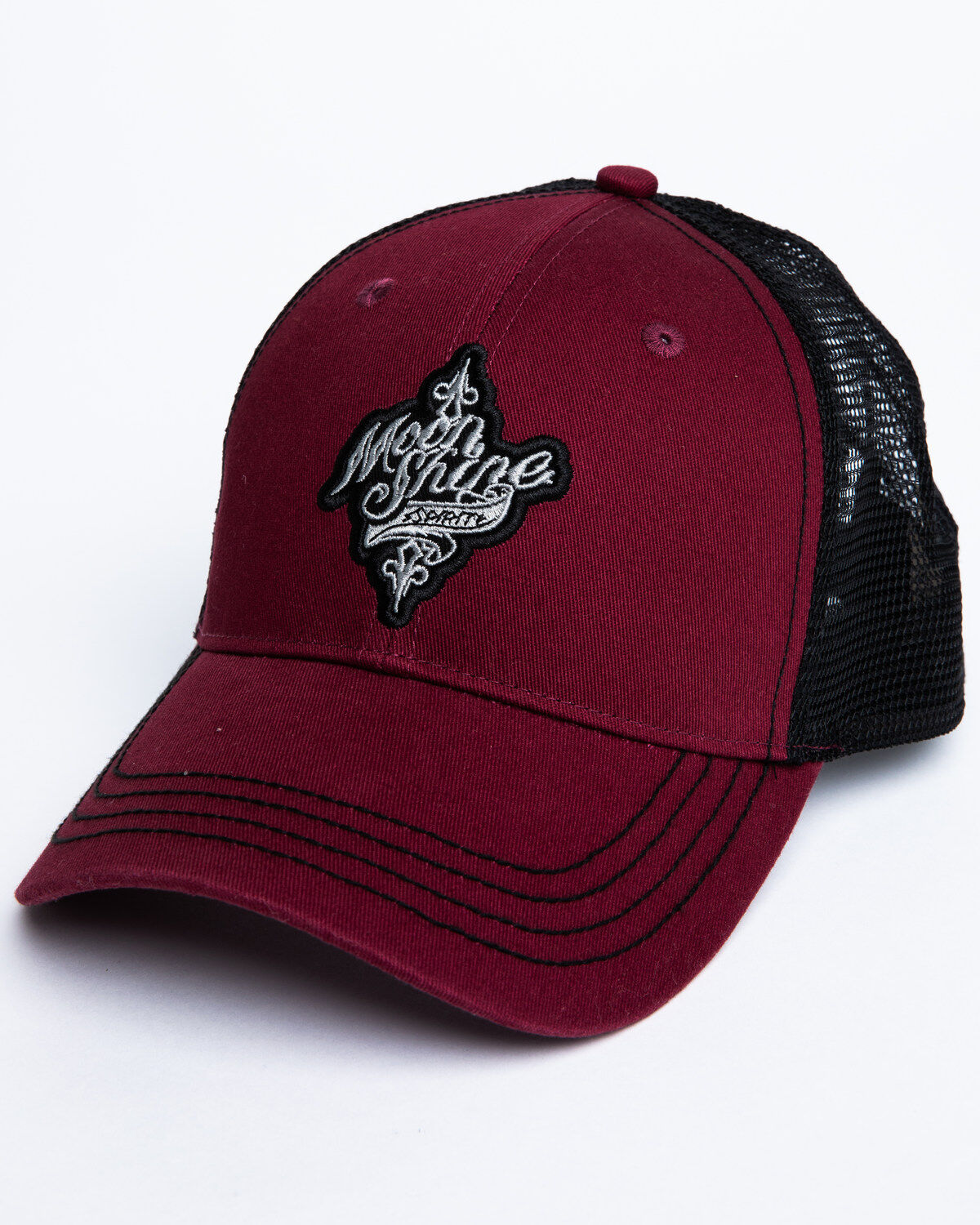 Image #1 - Moonshine Spirit Men's Burgundy Embroidered Logo Mesh Ball Cap, Burgundy, hi-res