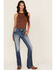 Image #3 - Miss Me Women's Medium Wash Mid Rise Winged Pocket 34" Bootcut Stretch Denim Jeans, Medium Wash, hi-res