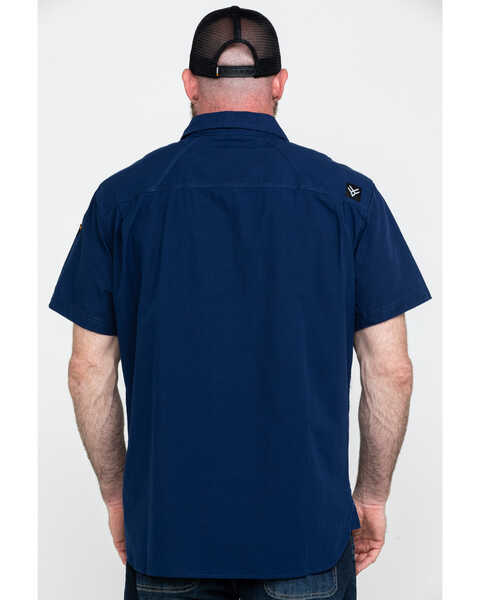Image #2 - Hawx Men's Navy Solid Yarn Dye Two Pocket Short Sleeve Work Shirt - Tall , Navy, hi-res
