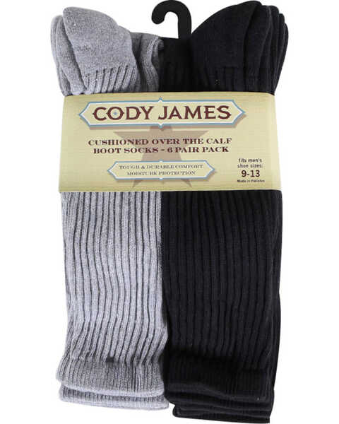 Image #1 - Cody James Men's Cushioned Boot Socks - 6 Pack, Multi, hi-res