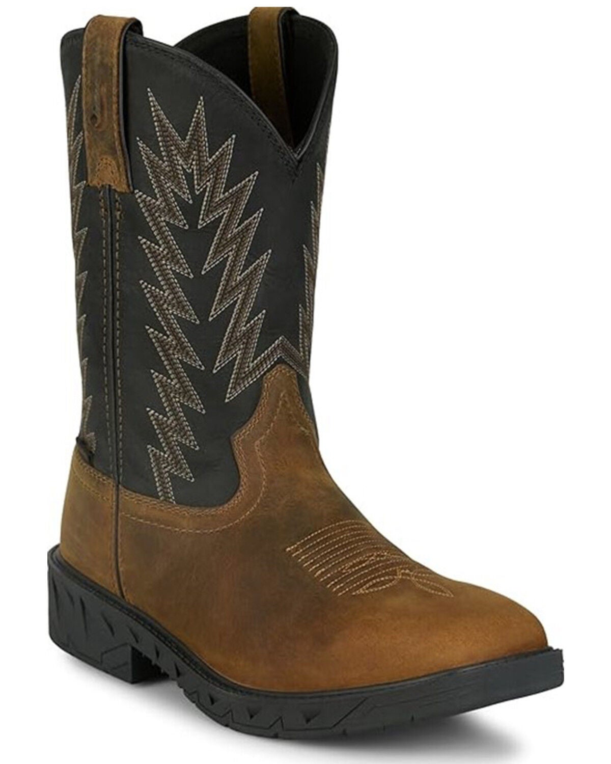 Justin Men's Taskmaker Pull-On Work Boots - Steel Toe, Black, hi-res