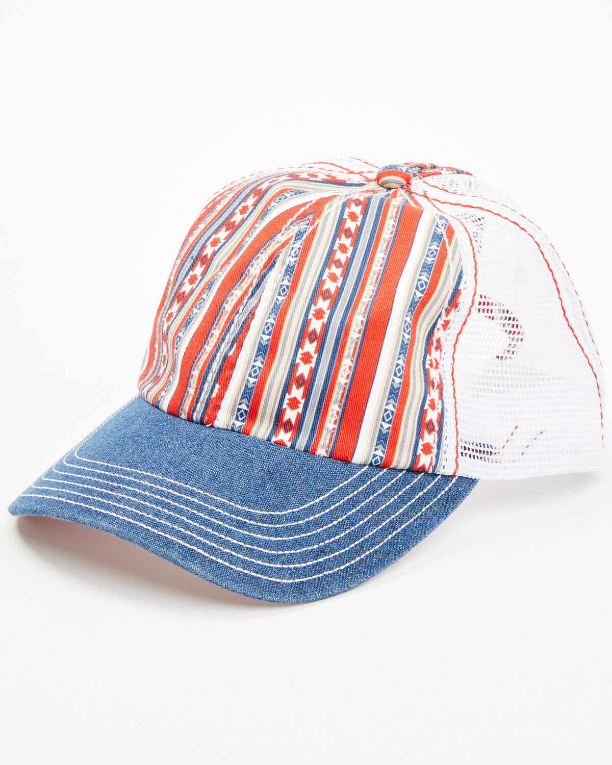 Image #1 - Trenditions Women's Catchfly Southwestern Striped Print Ball Cap, Multi, hi-res