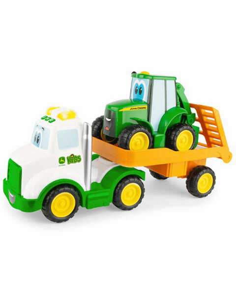 John Deere Lights & Sounds Farmin' Friends Toy Hauling Set with Truck and Backhoe Tractor , Multi, hi-res