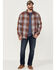 Brothers & Sons Men's Red Plaid Casual Woven Long Sleeve Button-Down Western Shirt, Red, hi-res