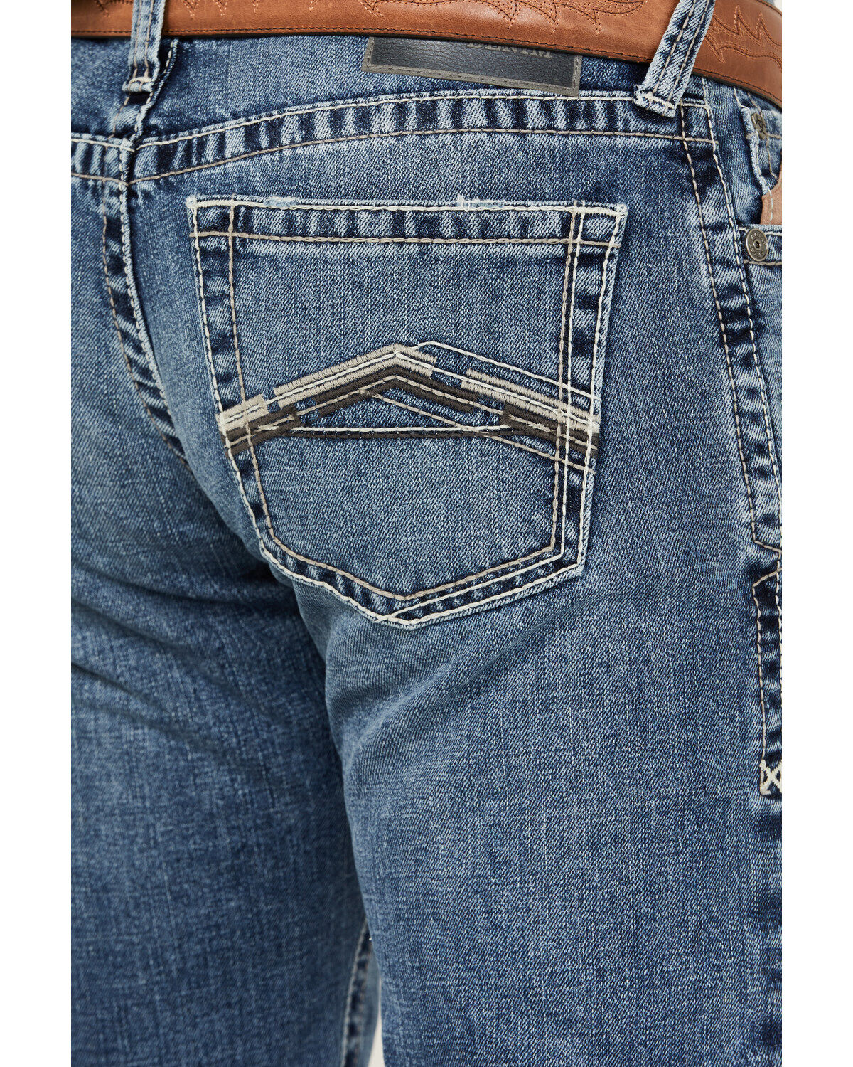 Image #4 - Ariat Men's M7 Peconic Remming Medium Wash Slim Straight Stretch Jeans, Medium Wash, hi-res